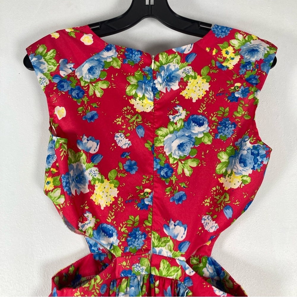 Banjul Dress Women S Sleeveles Cut Out Round Neck Floral Strech Multicolored - Picture 6 of 11